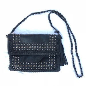 Lionel Studded Black Clutch Cross Body Bag
